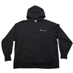 Champion Reverse Weave Men's Hoodie w/logo Sz XL Black 82% Cotton 18% Poly